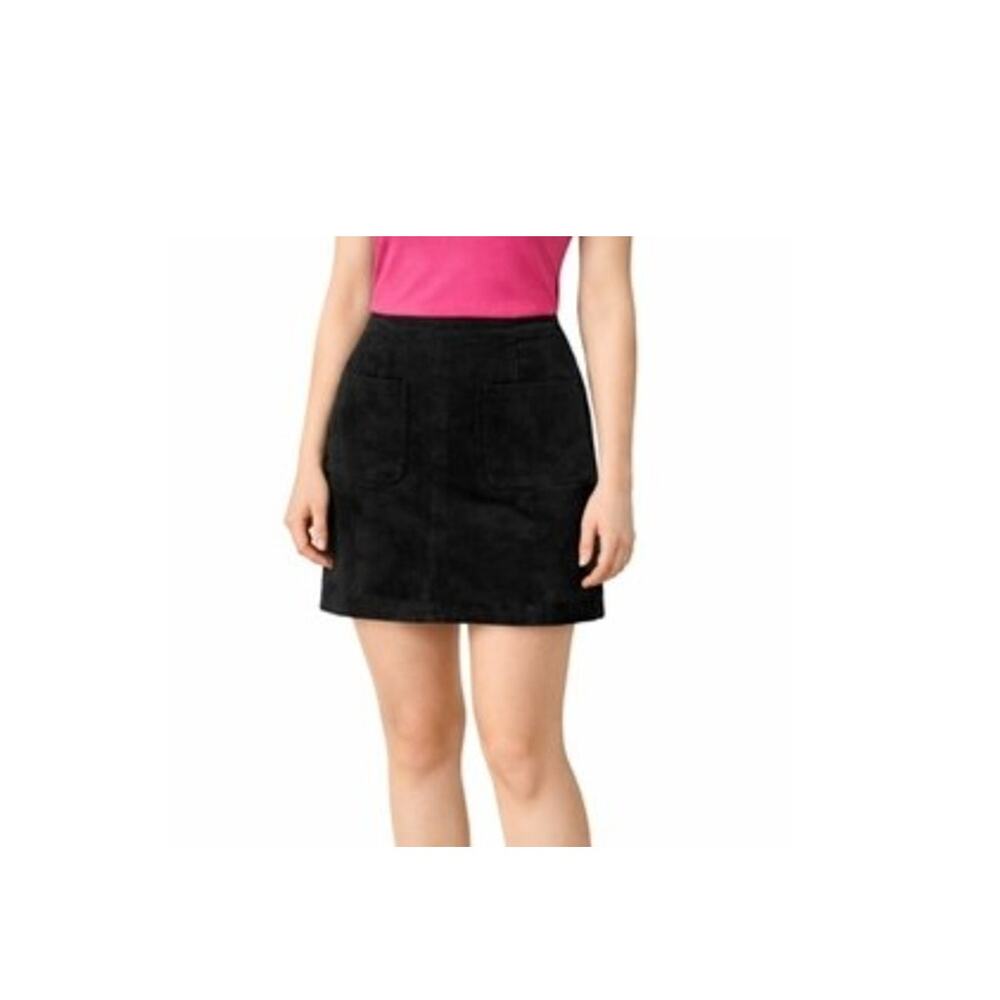 Old Navy Skirt Womens Size 4 Black Microfiber Zip Close Pockets A Line Short NEW